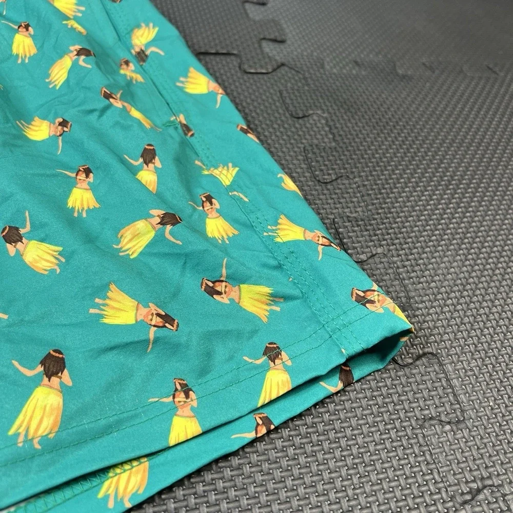 Two Left Feet Swim Trunks Men's XL‎ Floral Hawaiian Hula Dancer Swim Shorts